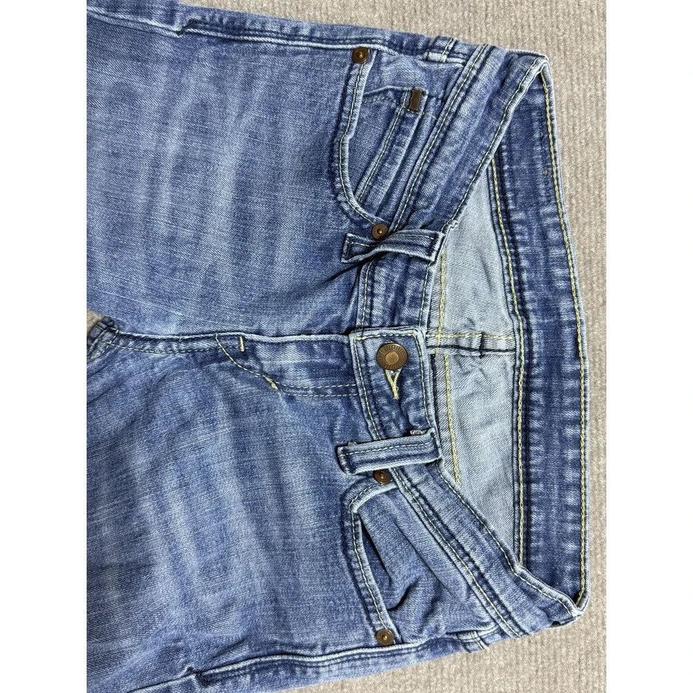 Levis Jeans‎ Womens 3 Medium Blue Bootcut Stretch Denim Distressed Raw Hem